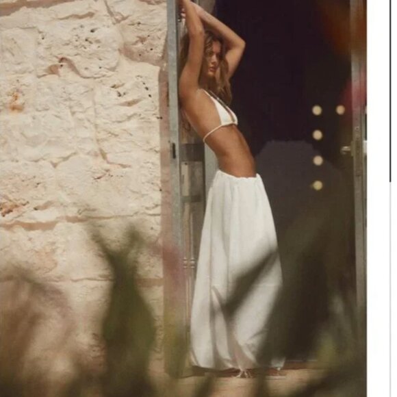 NWT ZARA NYLON BALLOON MIDI SKIRT WHITE - Picture 6 of 6